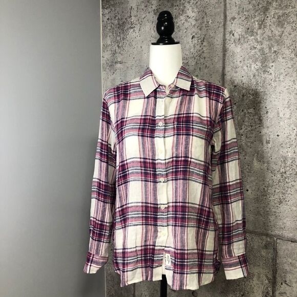 𝅺roots Plaid Linen Blend Long Sleeve - Picture 1 of 11